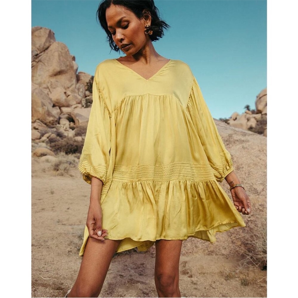 Cleobella Adelyn Mini Dress Chartreuse